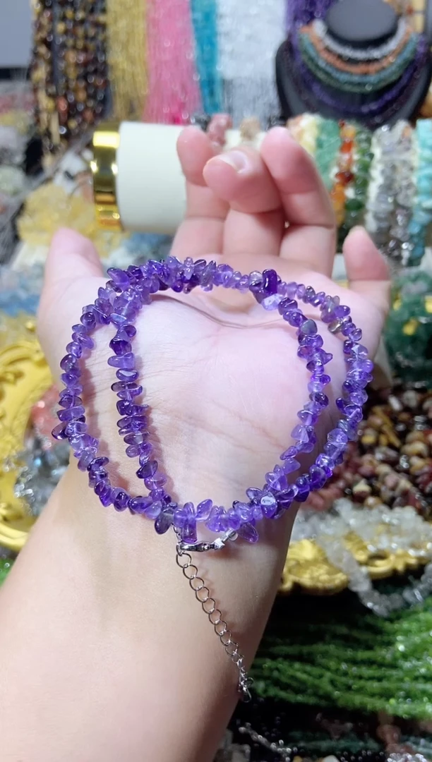 未镶嵌珠宝半成品水晶小紫水晶项链