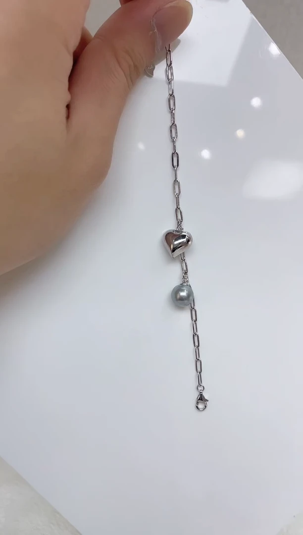 银S925镶嵌海水珍珠手链