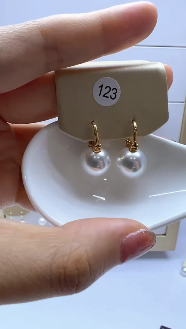 银S925镶嵌淡水珍珠耳饰123号