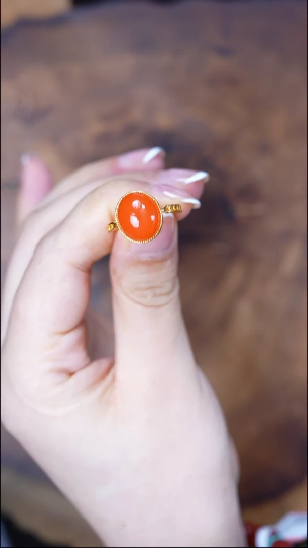 银S925镶嵌南红玛瑙戒指无胶无裂保山原矿9028多样发其一