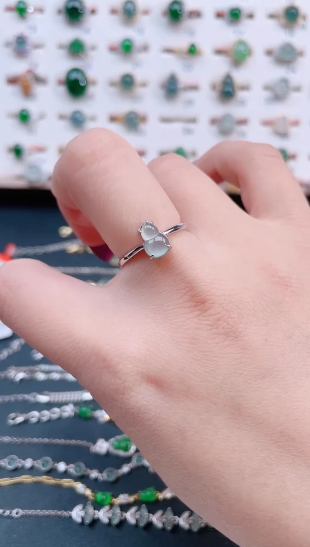 银S925镶嵌戒指翡翠天然翡翠