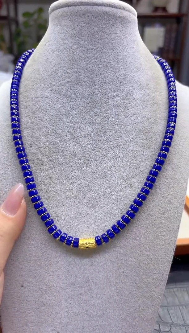 14K金镶嵌青金石颈饰DIY款X778