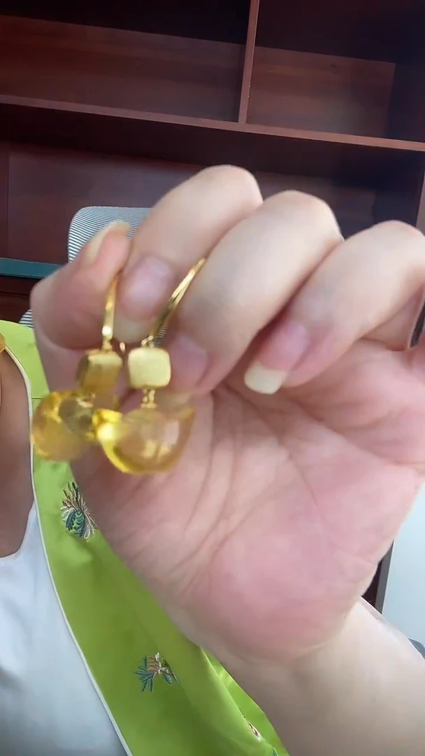 琥珀银S925镶嵌耳饰耳环