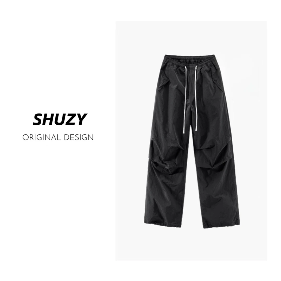 SHUZY | 「日系做旧」极简轻量化松紧腰工装微阔伞兵裤 SZ25002