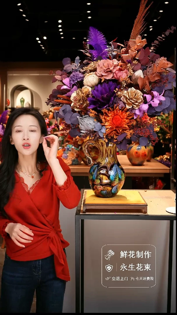 手工艺品琉璃手工花器花束空运包邮送货上门-以图片为准