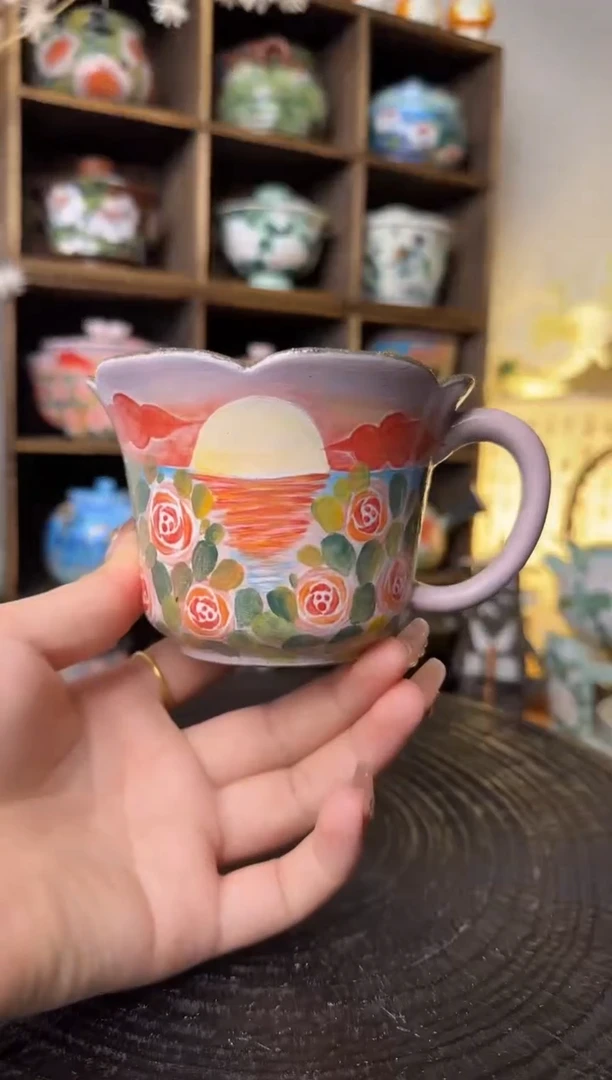 【闪购商品】石一落日玫瑰马克杯