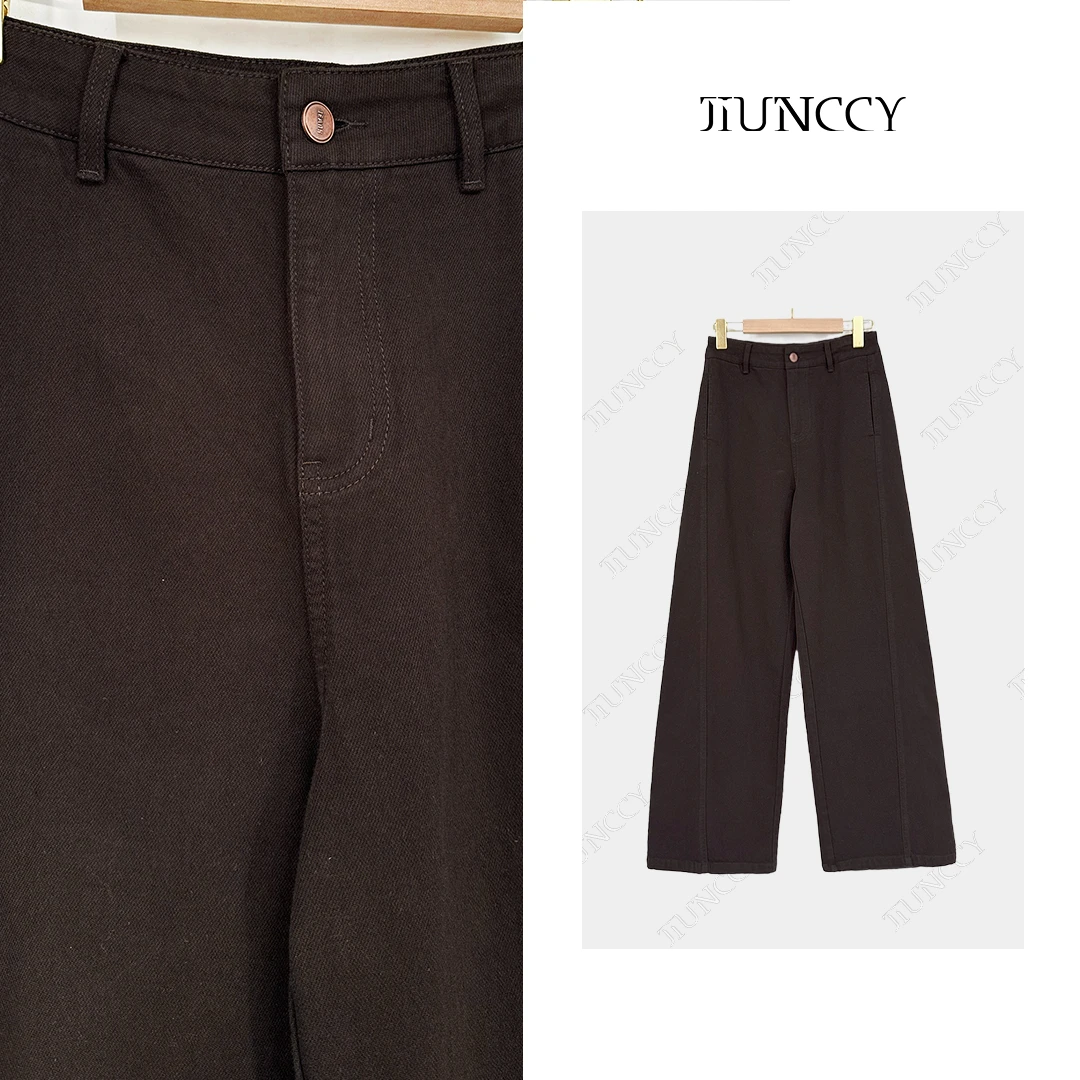JIUNCCY【暖栗】复古感分割线立体剪裁设计阔腿休闲裤 52YCK053