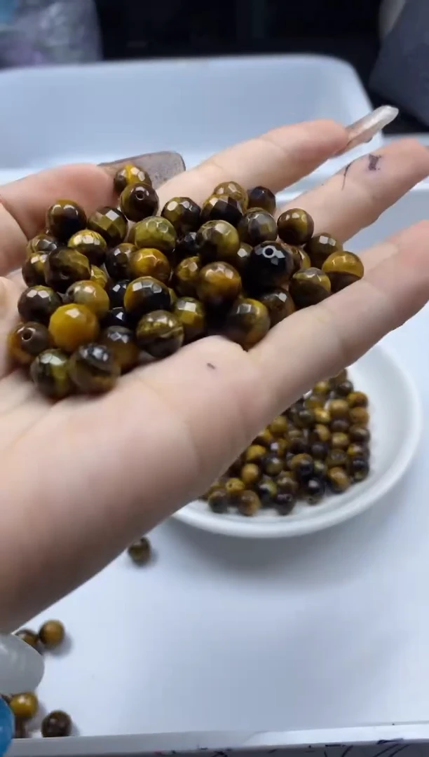 玛瑙/玉髓颈饰未镶嵌w2188虎眼切面8mm*20颗