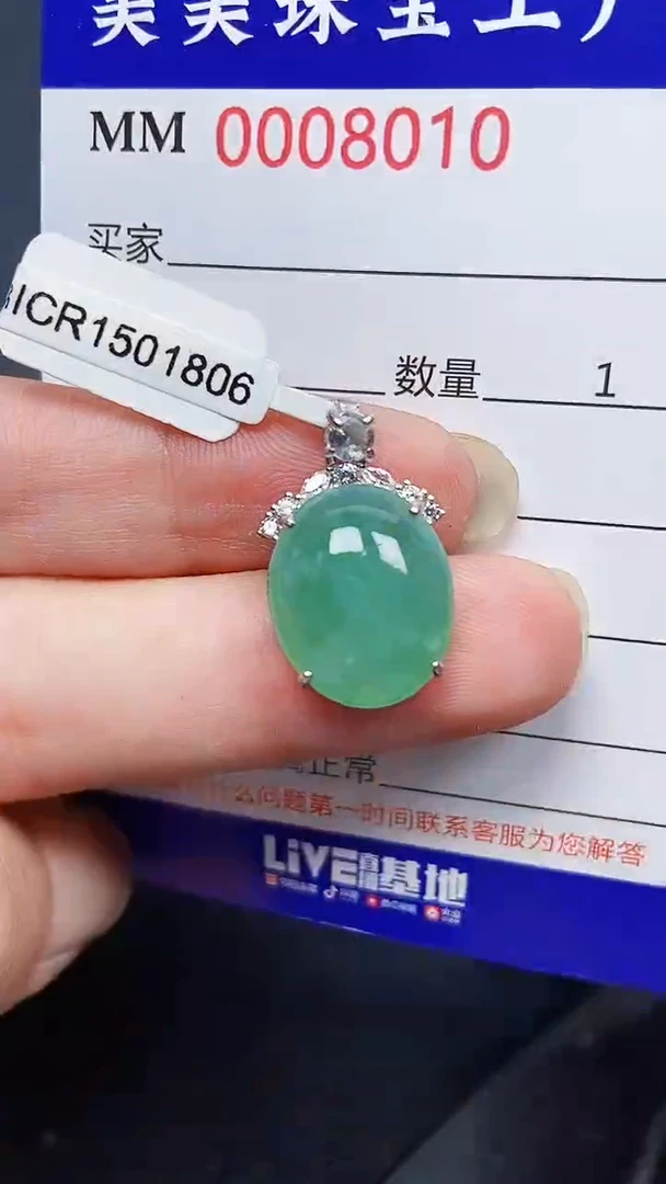 翡翠银S925镶嵌颈饰8010