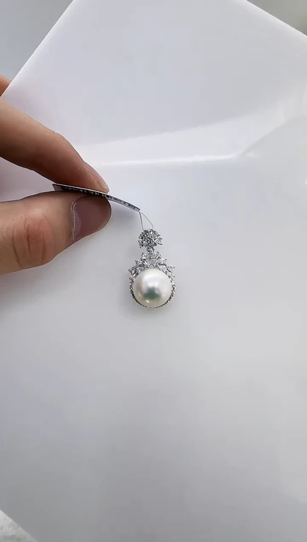 【闪购商品】淡水珍珠DA银S925镶嵌b630 白珠吊坠12