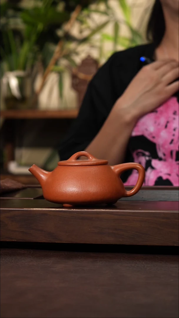 茶壶紫砂黄龙山大红泥平盖瓢220cc左右