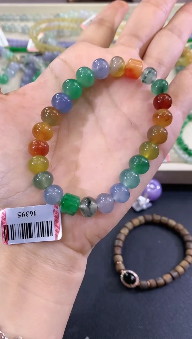 未镶嵌手串翡翠D223紫货有色差