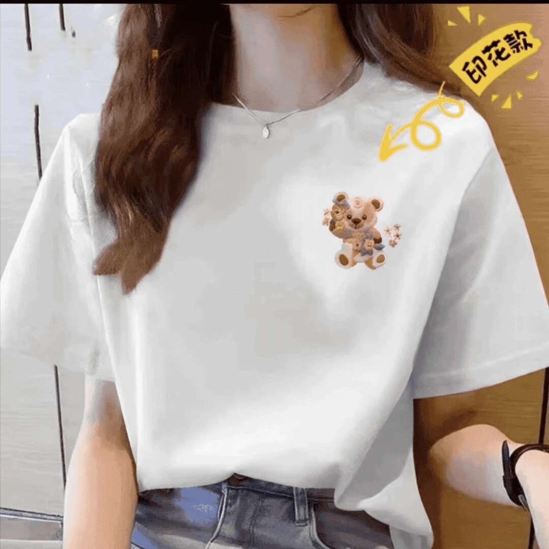 【100%纯棉】夏季女款女士时尚百搭潮流纯棉短袖t恤圆领显瘦半袖