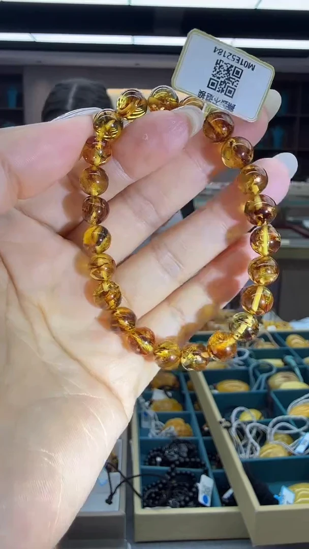 手链琥珀未镶嵌51秒拍号 假一罚三 8mm