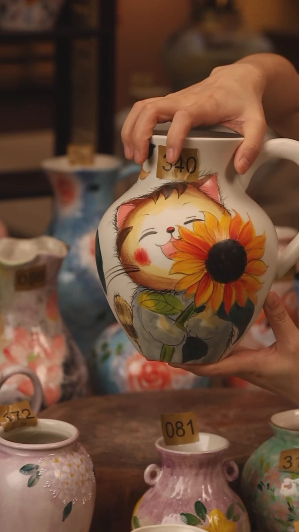陶瓷340景德镇设计师手作花器摆件侘寂风