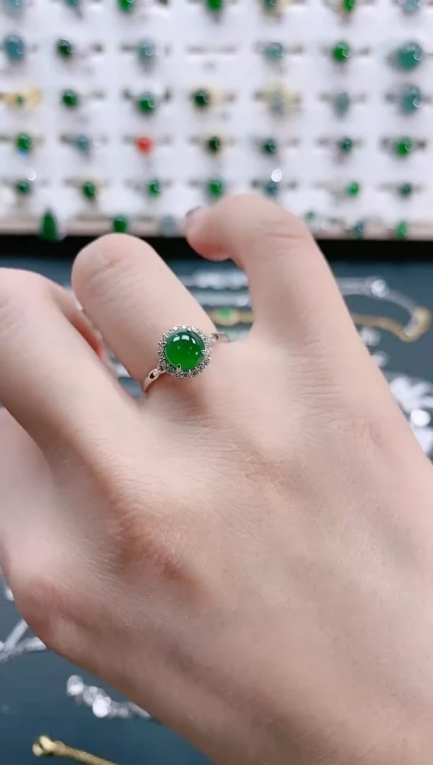 【闪购商品】翡翠戒指银S925镶嵌天然翡翠