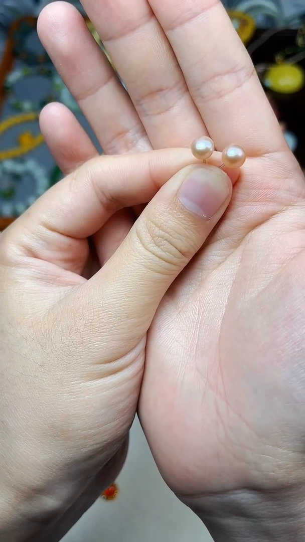银S925镶嵌耳饰淡水珍珠耳钉 06