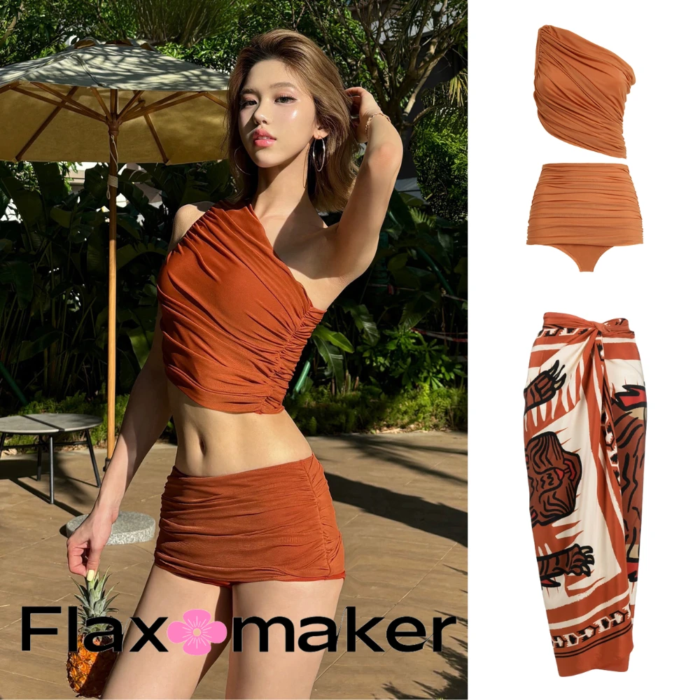 Flaxmaker·夏季必备时尚套装比基尼和裹裙泳衣千金清冷感贵系衣服