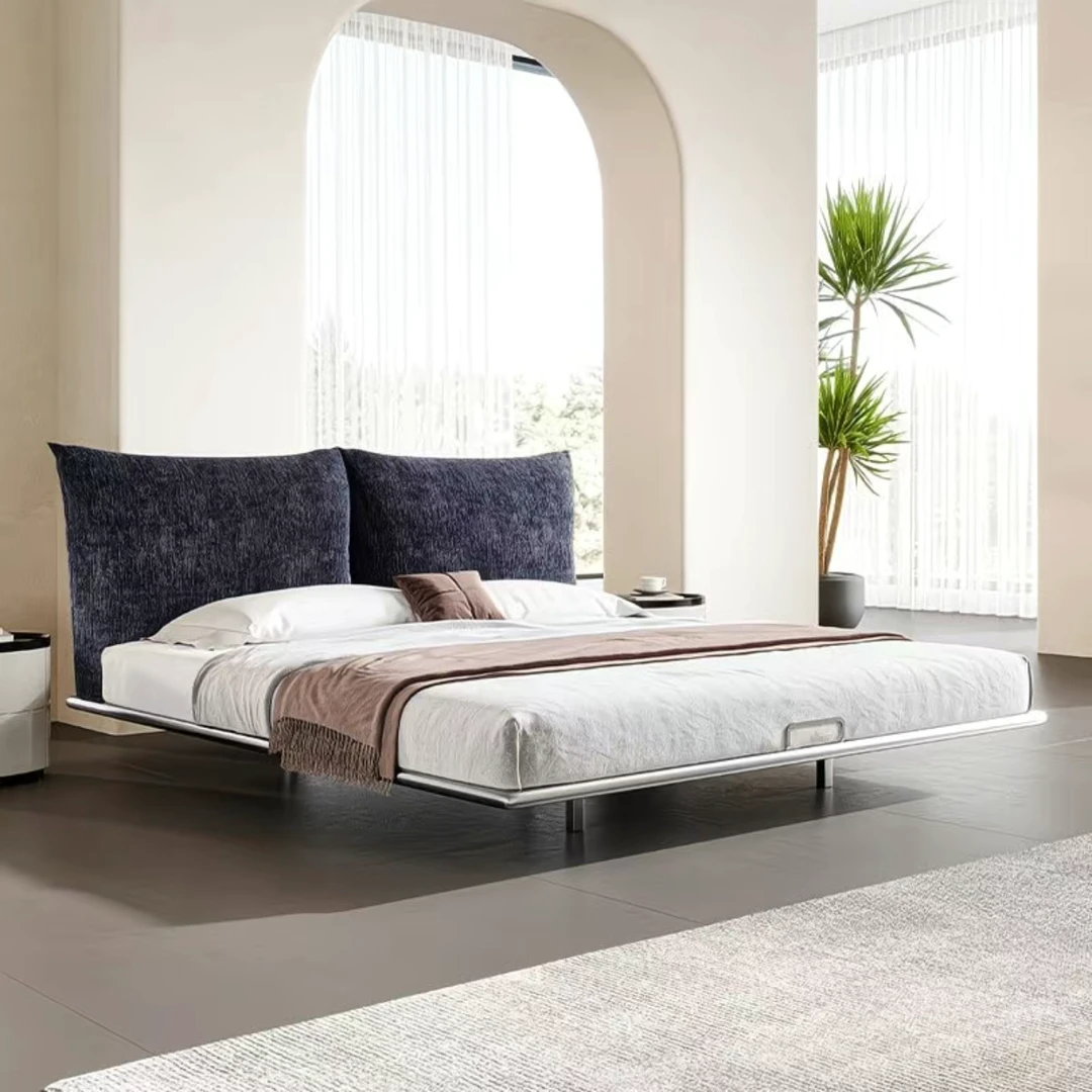 花瓣床布艺床现代简约轻奢高端主卧大床雪尼尔双人悬浮床榻榻米床