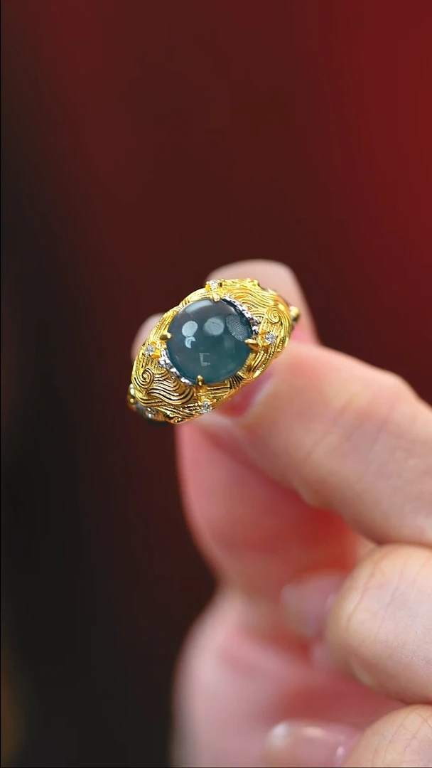 银S925镶嵌戒指翡翠新款