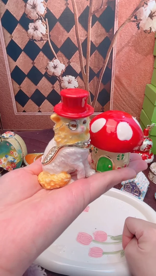 锌合金珐琅彩首饰盒摆件默认微瑕不退不换～