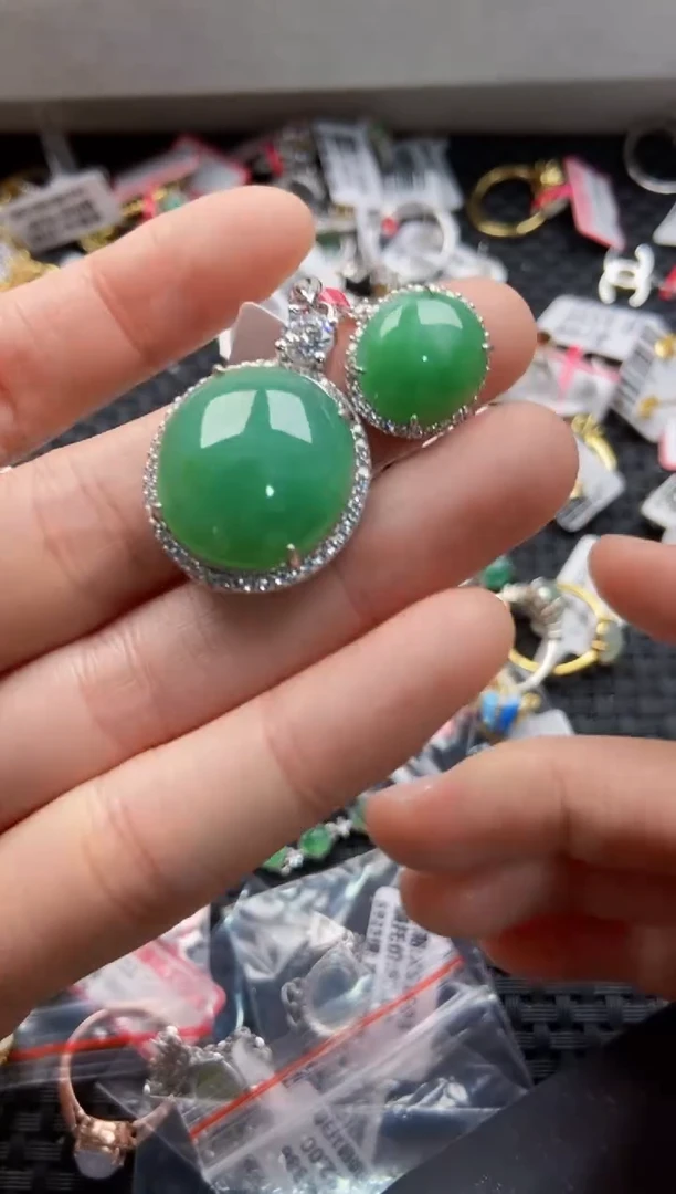 翡翠戒指银S925镶嵌444-------1