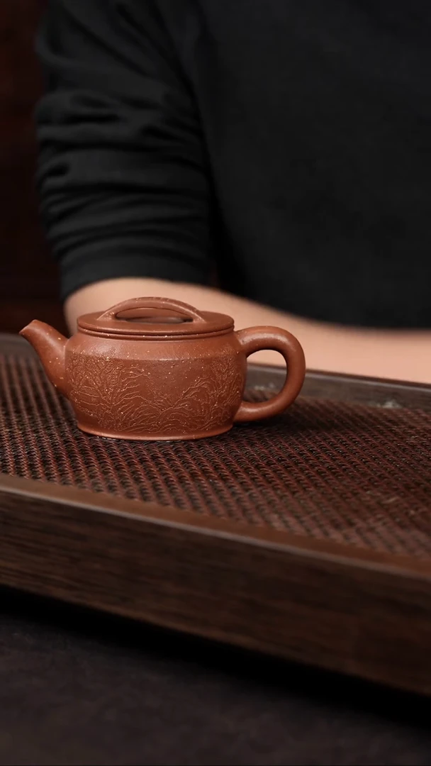 【闪购商品】紫砂茶壶老朱泥折肩汉瓦