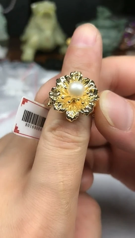 钛钢戒指淡水珍珠戒指
