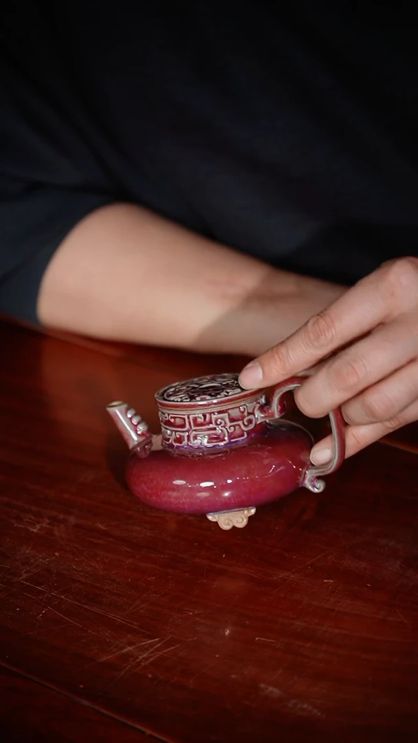 【闪购商品】181-5三足炉鼎壶（大贤窑炉钧红）