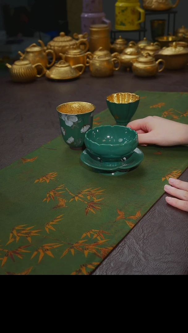 茶杯紫砂【宜景窑松石绿系列】杯碟