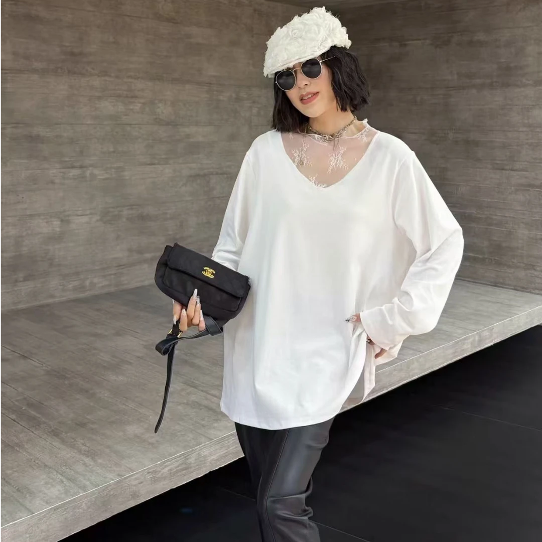 秋冬季新款镂空性感洋气特体大码300斤可穿时尚百搭打底T桖51156