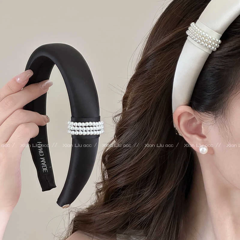 赵露思同款黑色珍珠发箍女2025新款高级感洋气高颅顶头窟发卡发饰