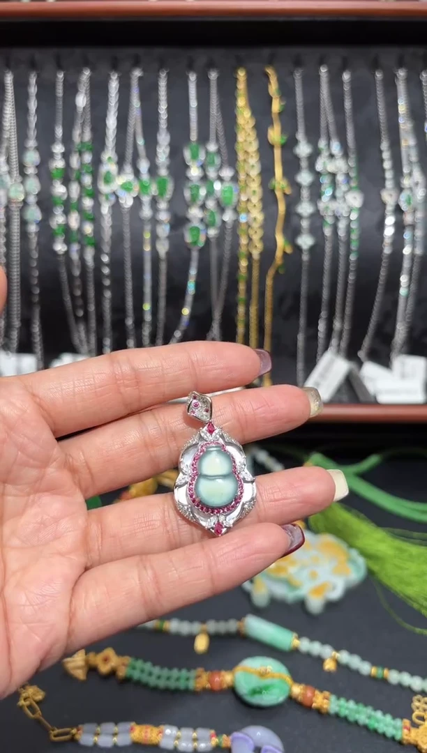 【闪购商品】翡翠颈饰银S925镶嵌葫芦/支持复检/一件