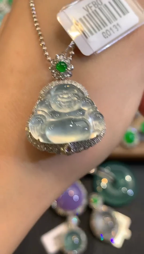 吊坠(不含链)18K金镶嵌翡翠w22