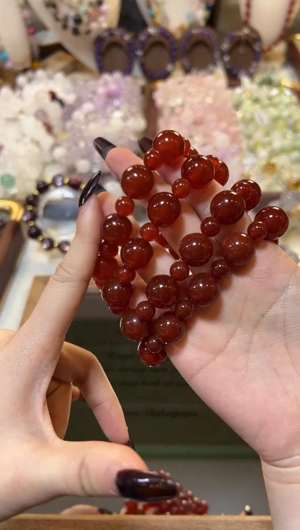未镶嵌手串玛瑙/玉髓红玛瑙水晶手串