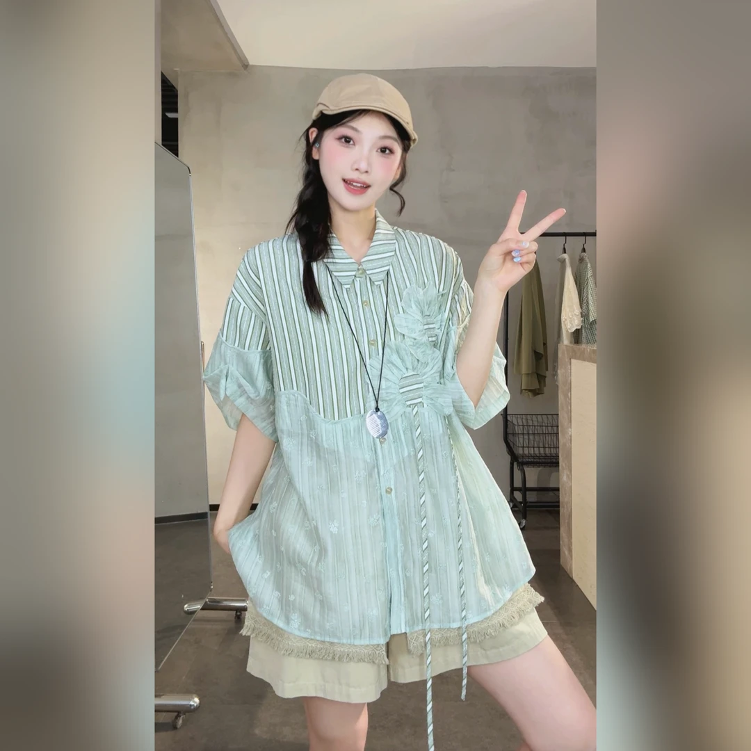 VGVL衬衫【20℃的加州】夏季新款设计感小众拼接衬衫女