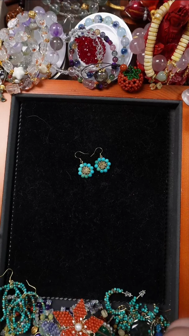 纯铜石英石925银可**七耳环