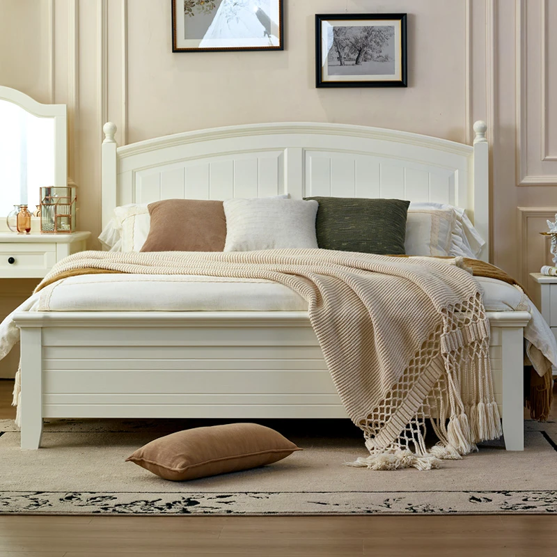 蜀能简约风储物实木床简约美式田园双人床轻奢简约高箱韩式地中海