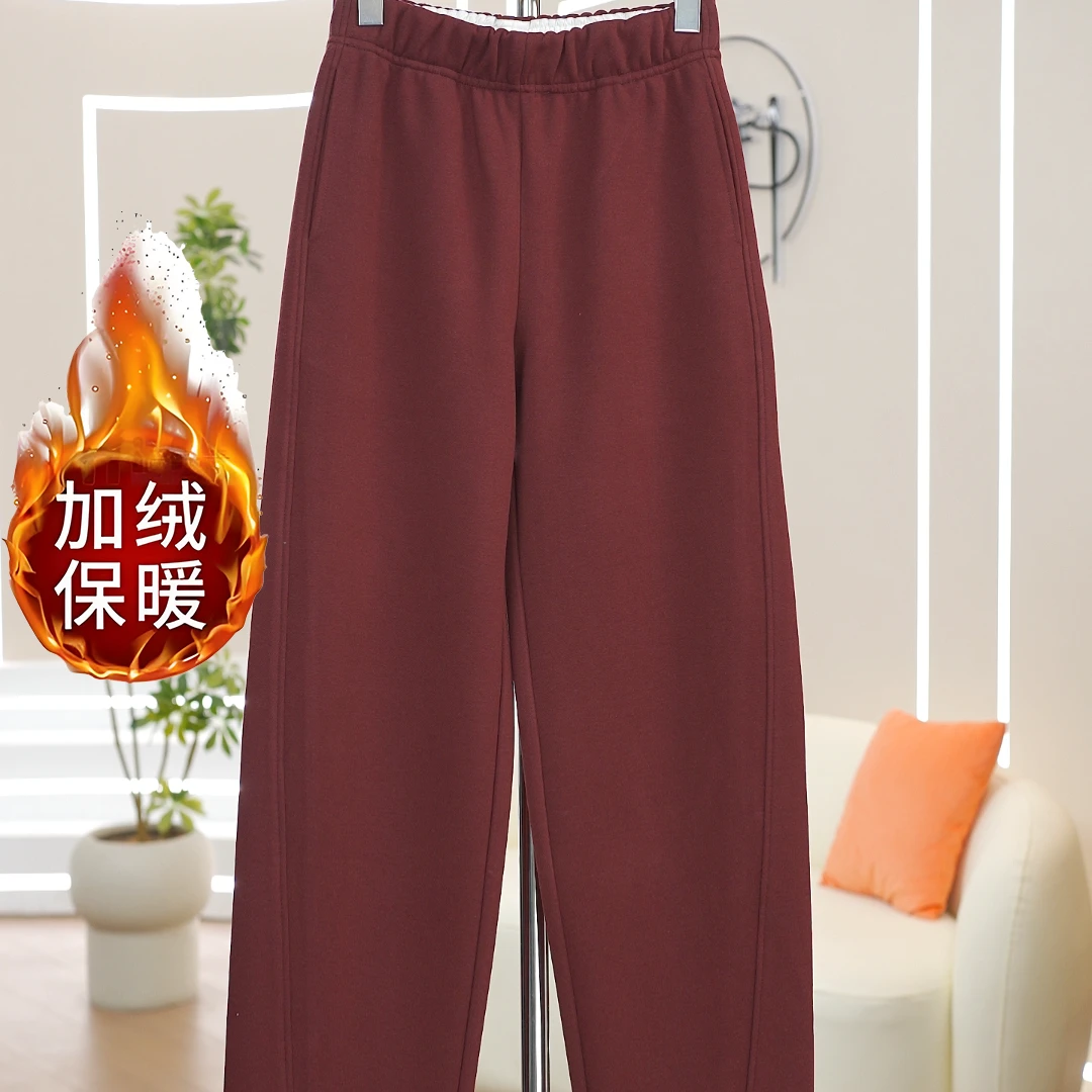 [加绒蚕丝羽绒]冬季保暖厚裤高腰显瘦外穿百搭休闲镰刀裤-2596
