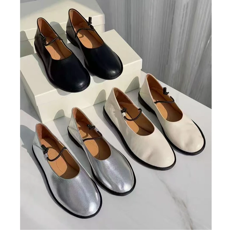 宝丫轻奢  女式法式浅口一字带平底芭蕾玛丽珍皮鞋单鞋K1219