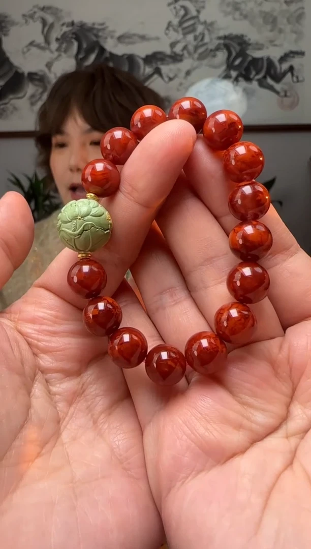 【闪购商品】南红玛瑙手串18K金镶嵌时尚百搭A619