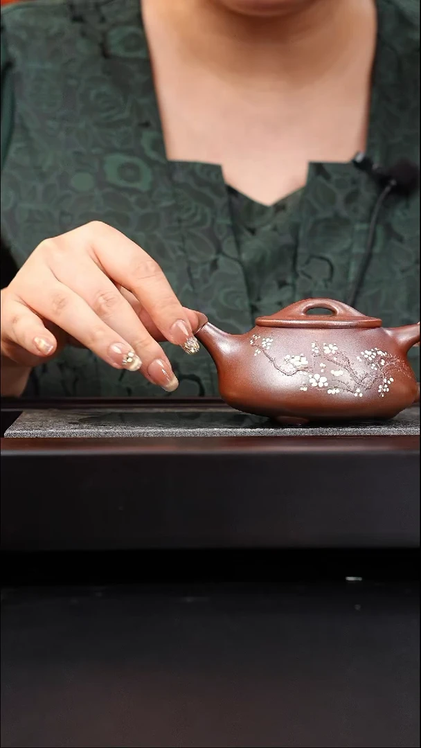 茶壶紫砂赵庄朱泥柴烧景舟石瓢泥绘240cc