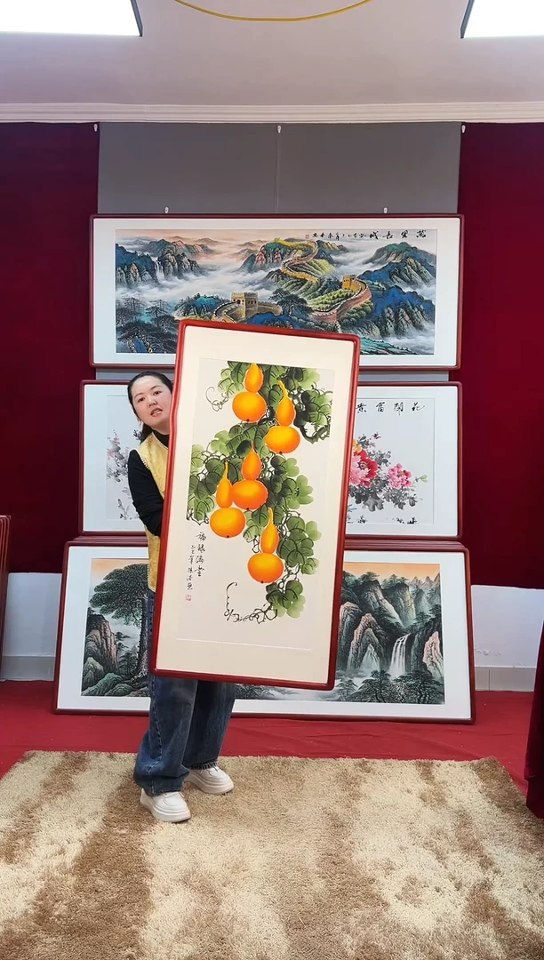 国画手绘葫芦123*63尺寸