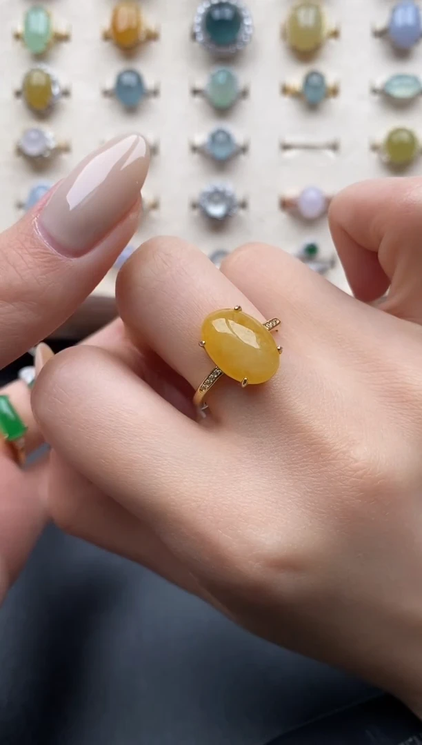 银S925镶嵌戒指翡翠一物一证一礼盒