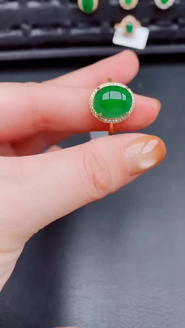 【闪购商品】翡翠戒指银S925镶嵌天然a货翡翠136