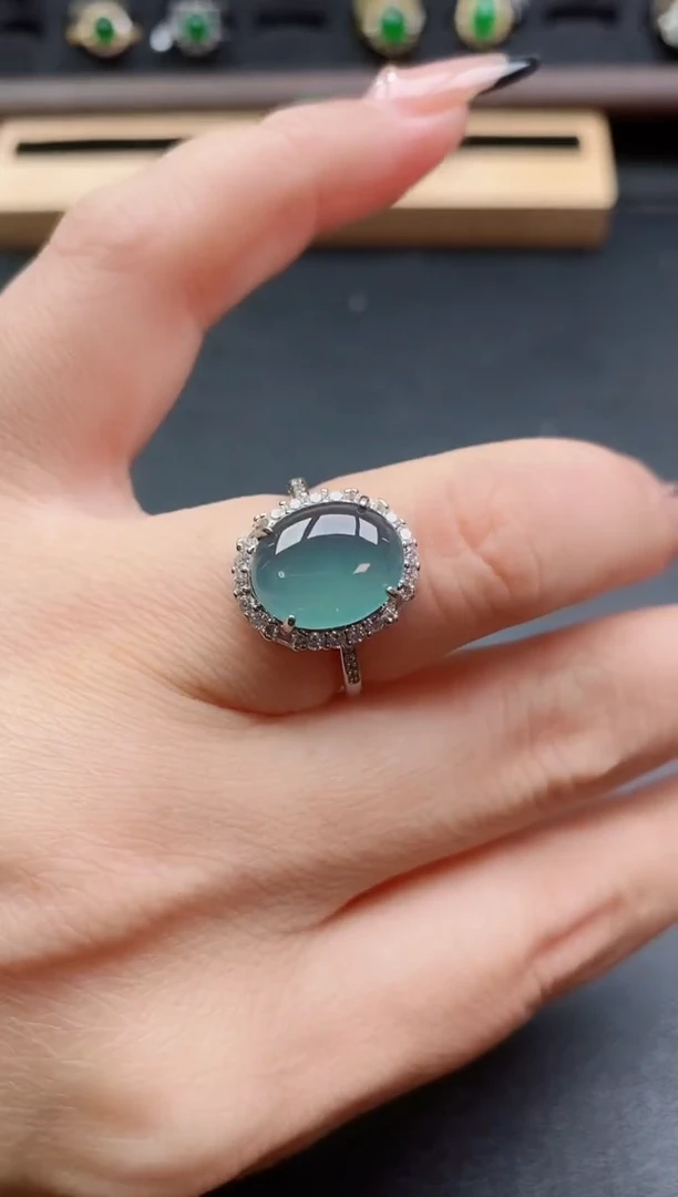 银S925镶嵌戒指翡翠1