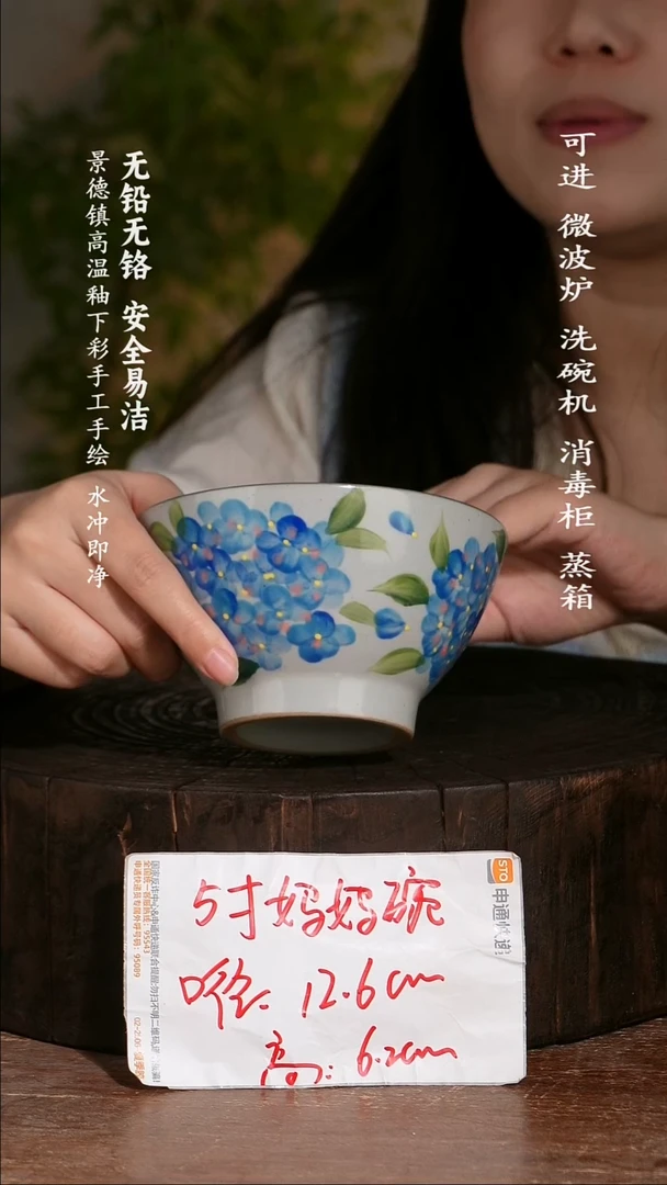 碗陶瓷景德镇高温瓷釉下彩手绘陶瓷