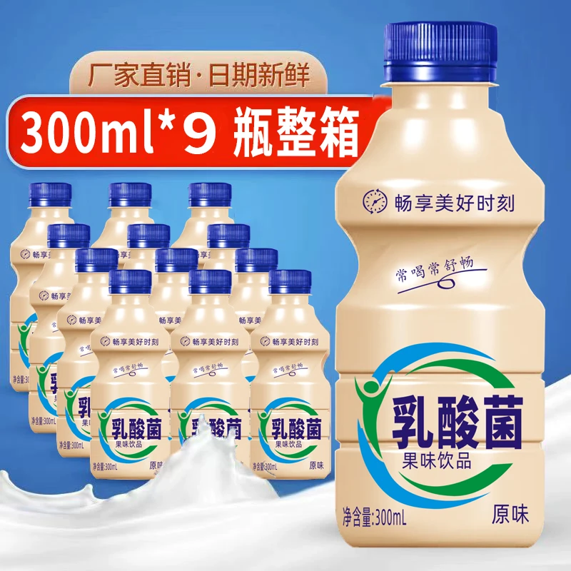 新日期乳酸菌风味饮料酸奶整箱300ml整箱9瓶早餐厂家批发
