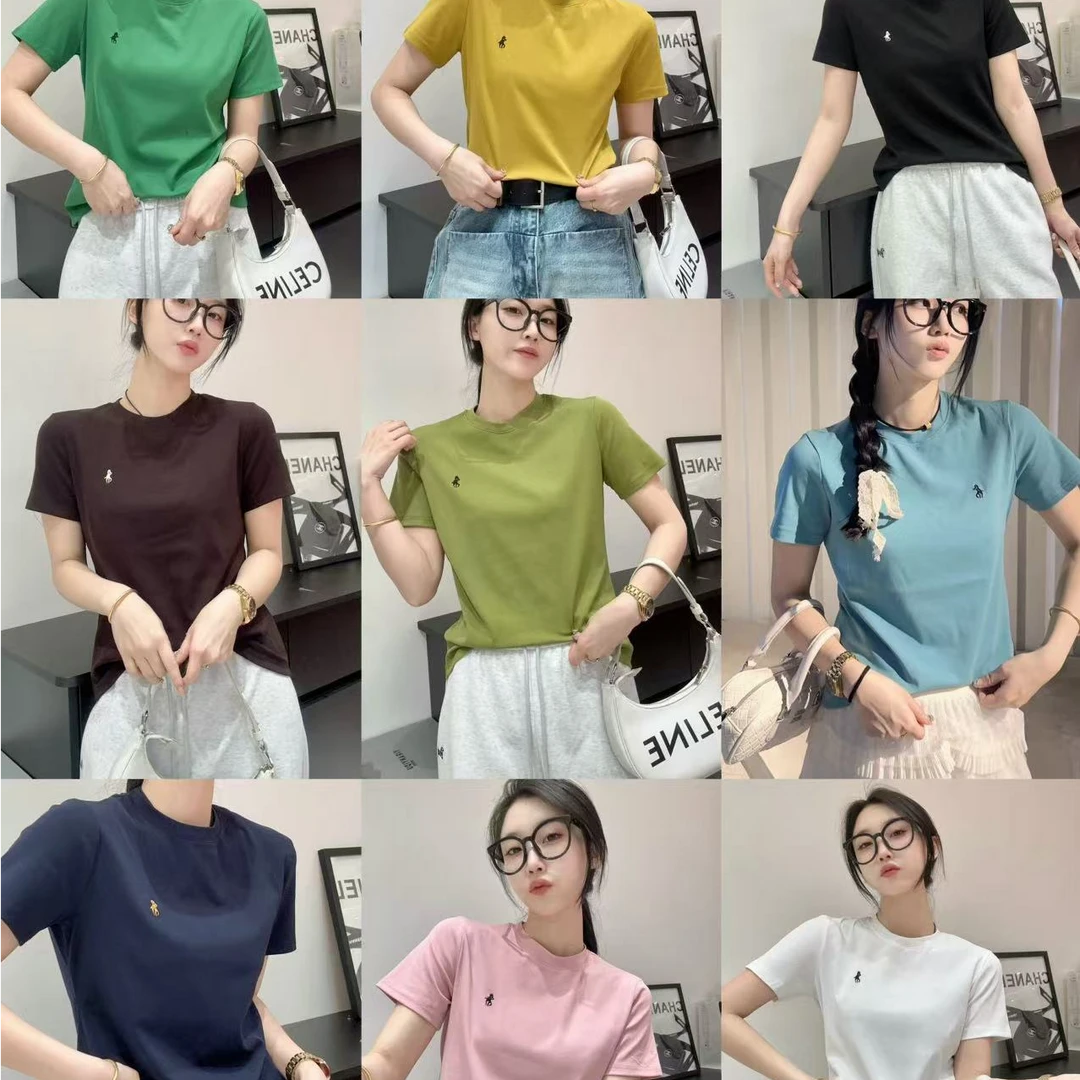 【二婷衣橱】25年春季简约纯色百搭休闲时尚韩版圆领短袖T恤5132