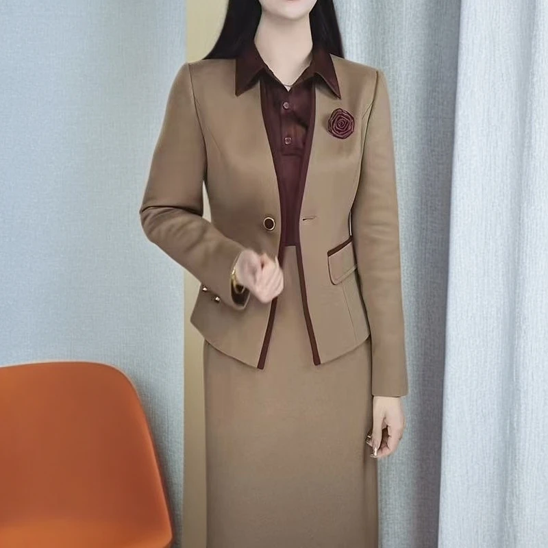 两件套小香风连衣裙女2025春秋新款时尚遮肉小西装外套显瘦套装裙